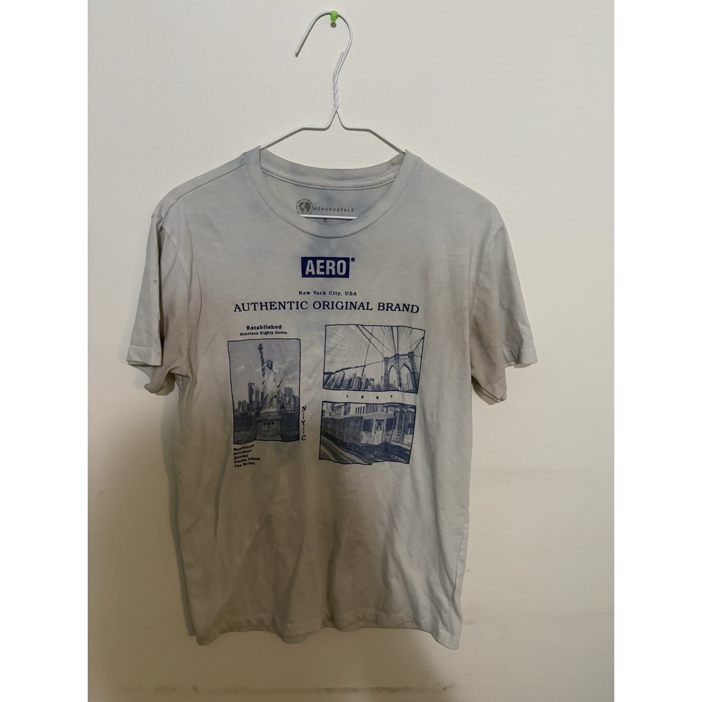 Aeropostale Shirt Mens S White AERO Authentic NYC 1987 Graphic Tee Tagless